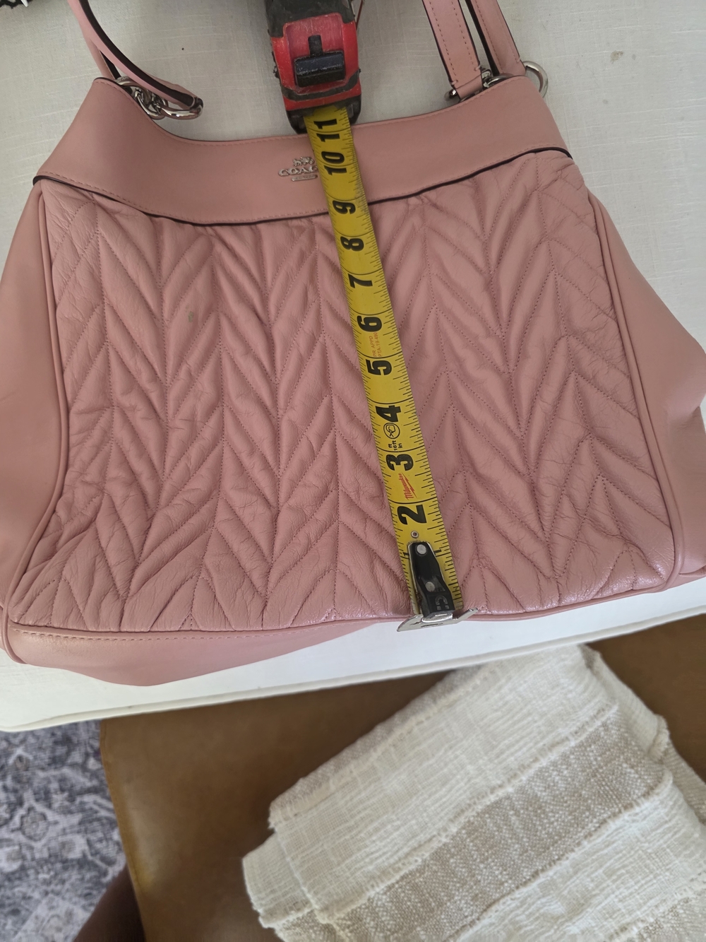 Coach Quilted Leather Tote Bag in Pink - Picture 3 of 4